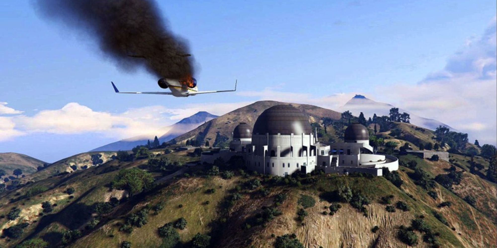 The Caida Libre mission in GTA V. A plane is about to crash