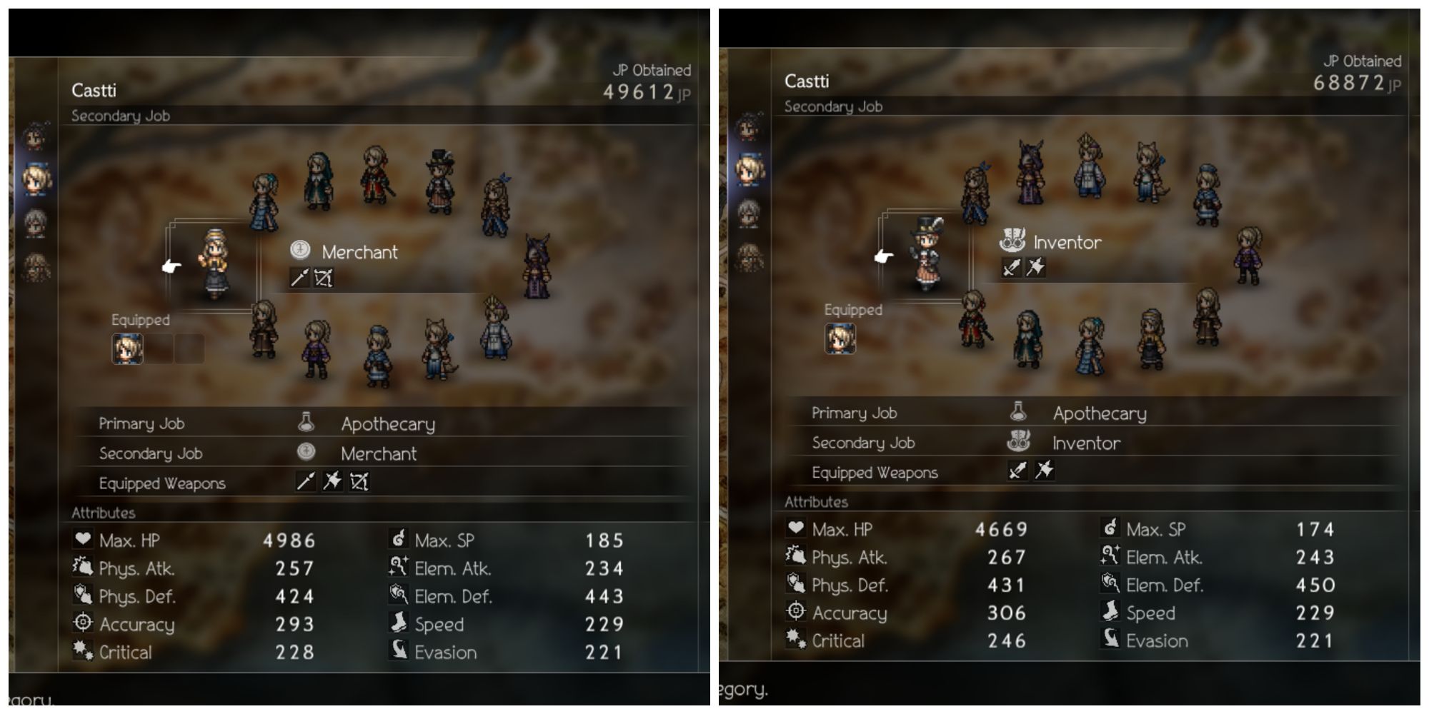 Castti'S Side Job Options In Octopath Traveler 2, Merchant And Inventor
