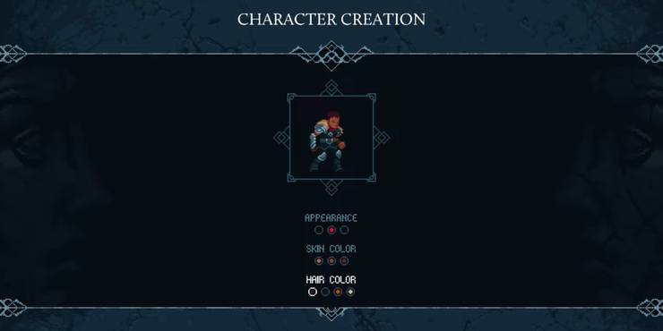 Character customization screen in Elderand