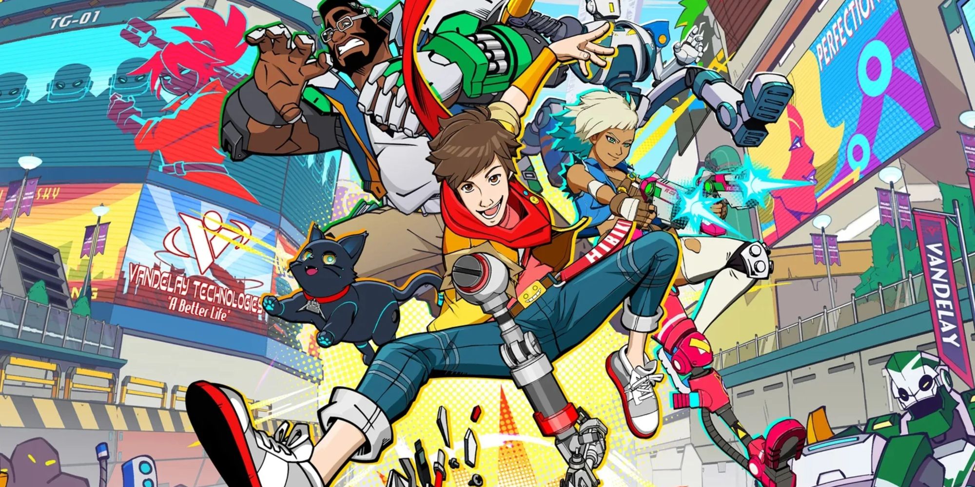 Hi-Fi Rush promo image of all the main characters.