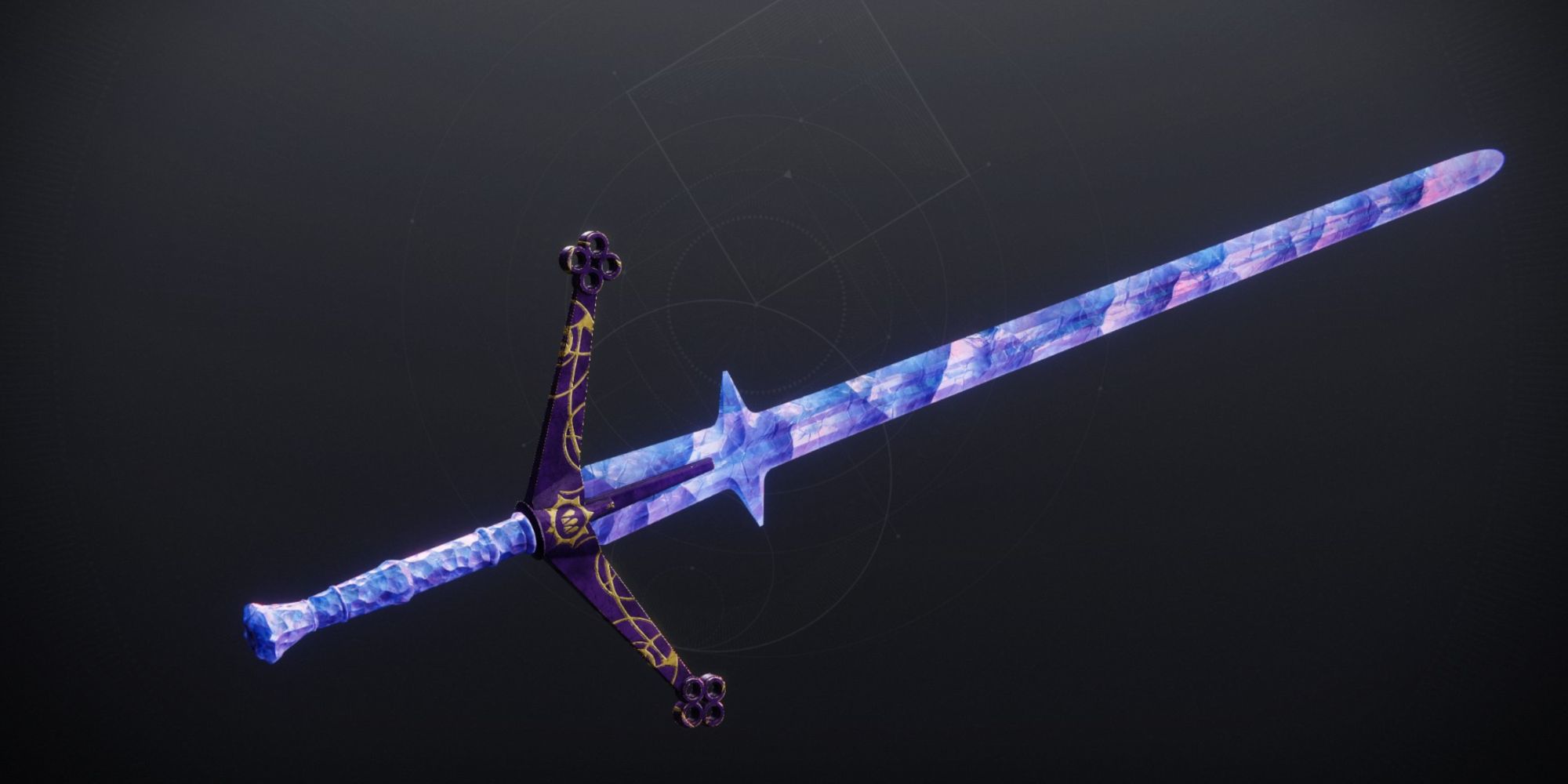 Destiny 2: a long sword with a purple pattern