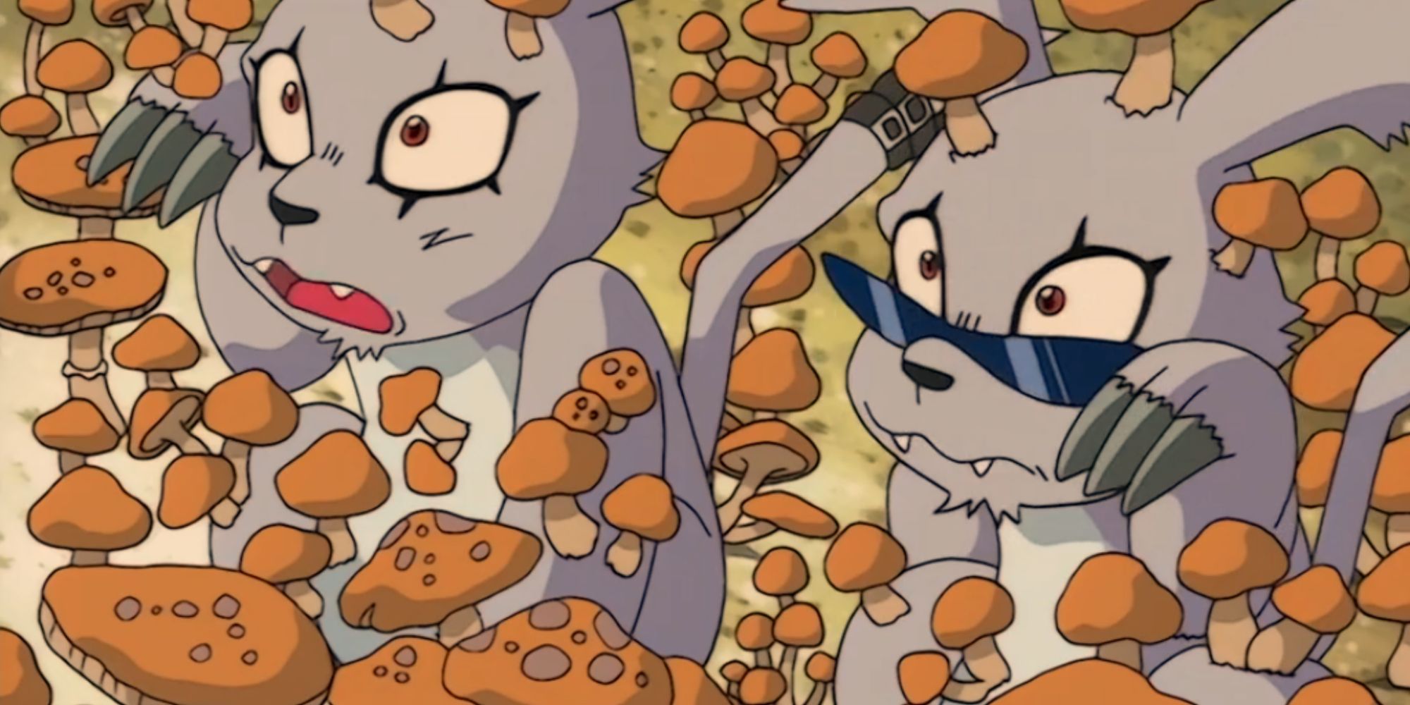 Two Digimon Covered In Mushrooms