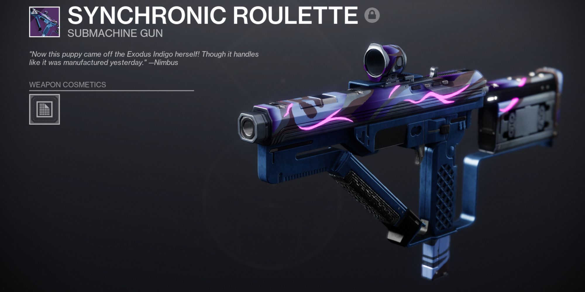 Destiny 2: a lightweight neon purple SMG