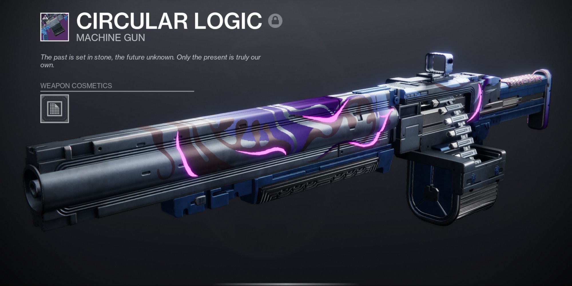 Destiny 2: a long neon purple machine gun
