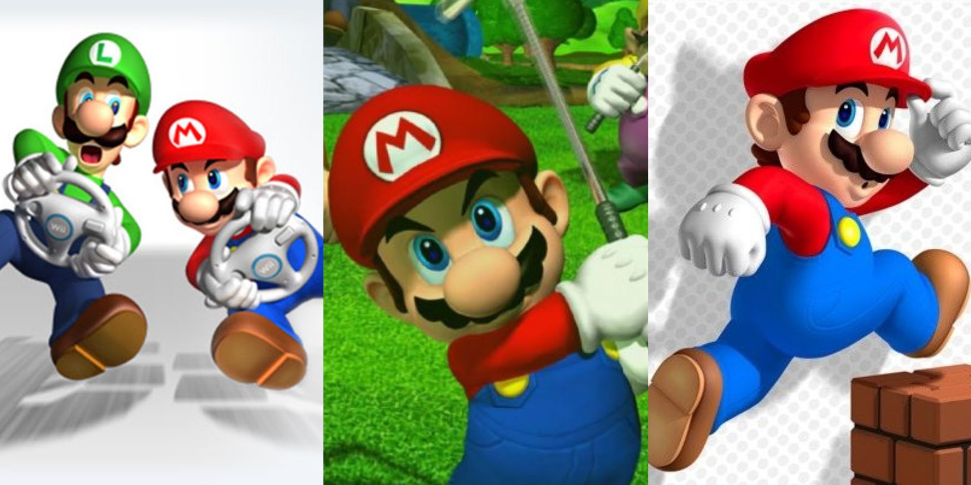 Artwork from Mario Kart Wii, Mario Golf Toadstool Tour, and Super Mario 3D Land