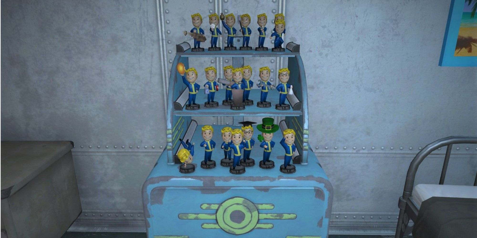 Fallout 76 Bobble Heads stacked on a display