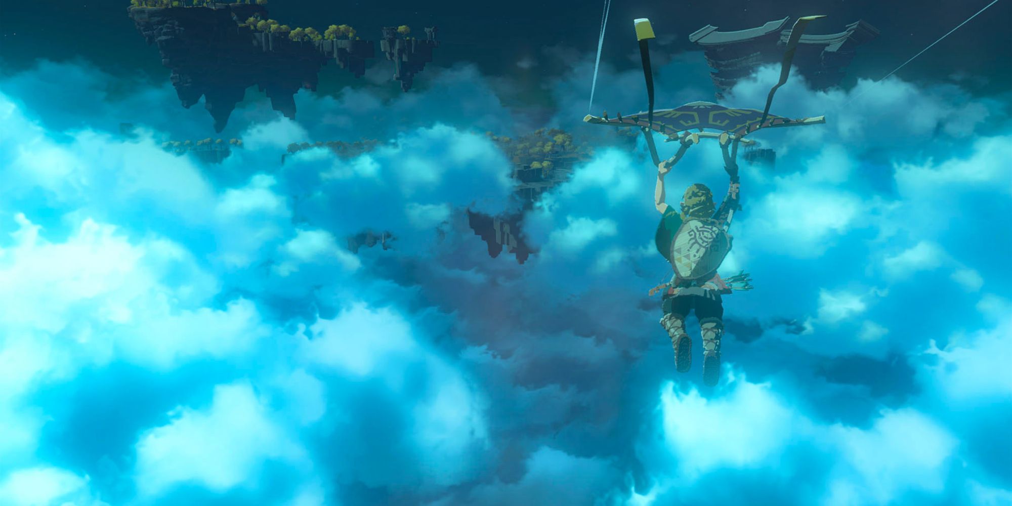 link gliding over hyrule in tears of the kingdom