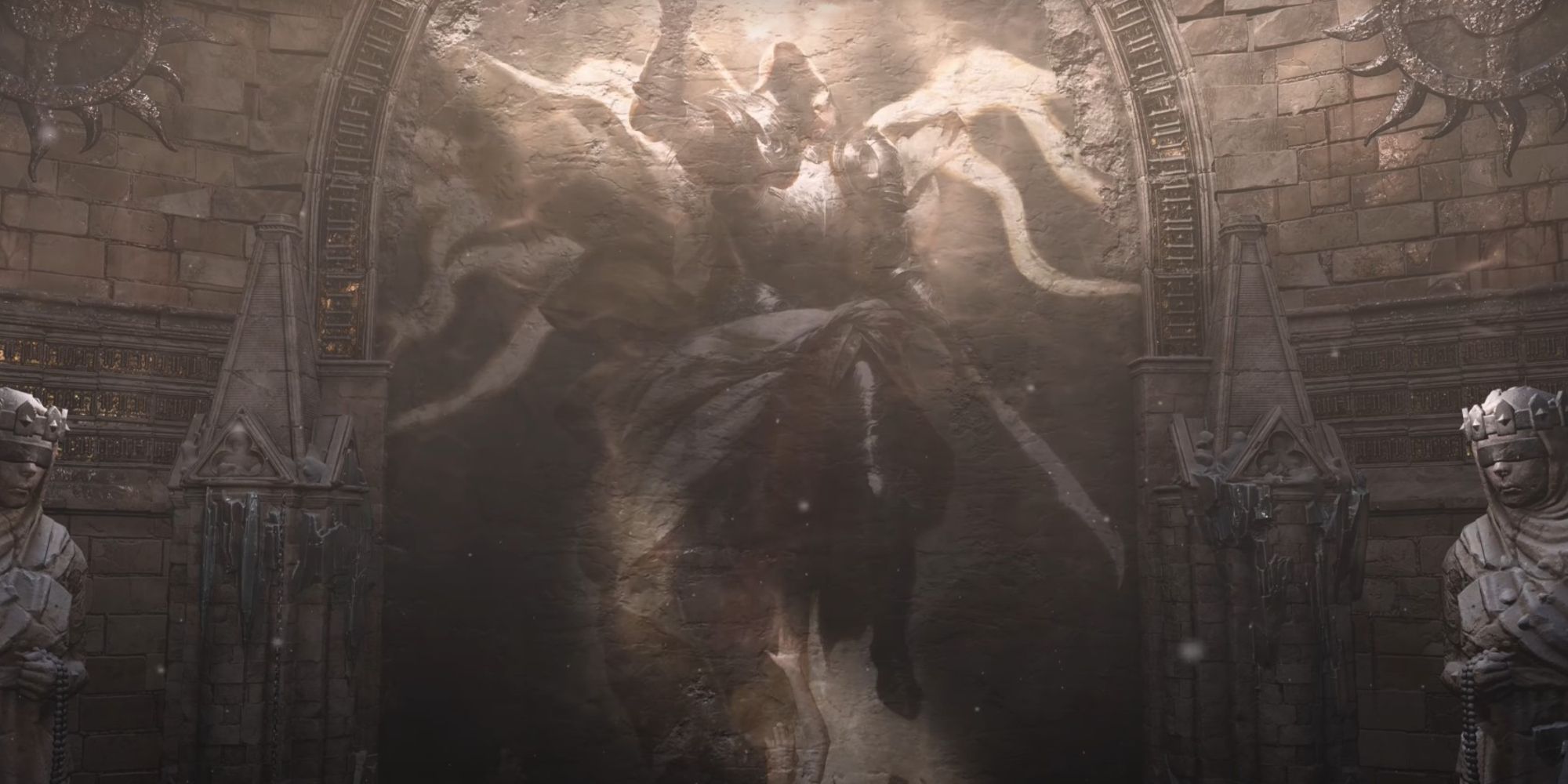 Diablo 4 from the game movie painted on the wall of the cathedral