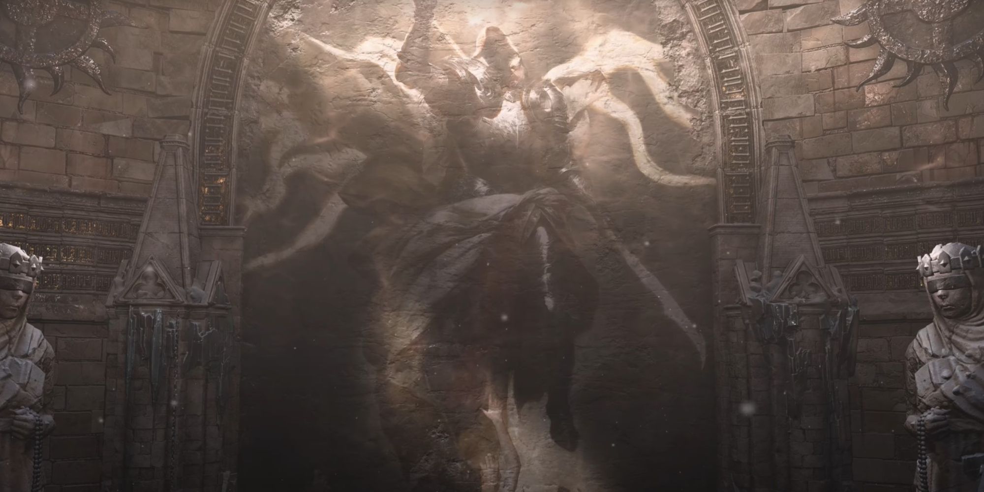 Diablo 4 In Game Cinematic Depicted On Cathedral Wall