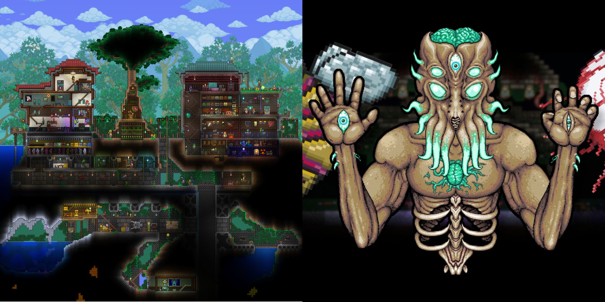 Terraria Base and Moon Lord