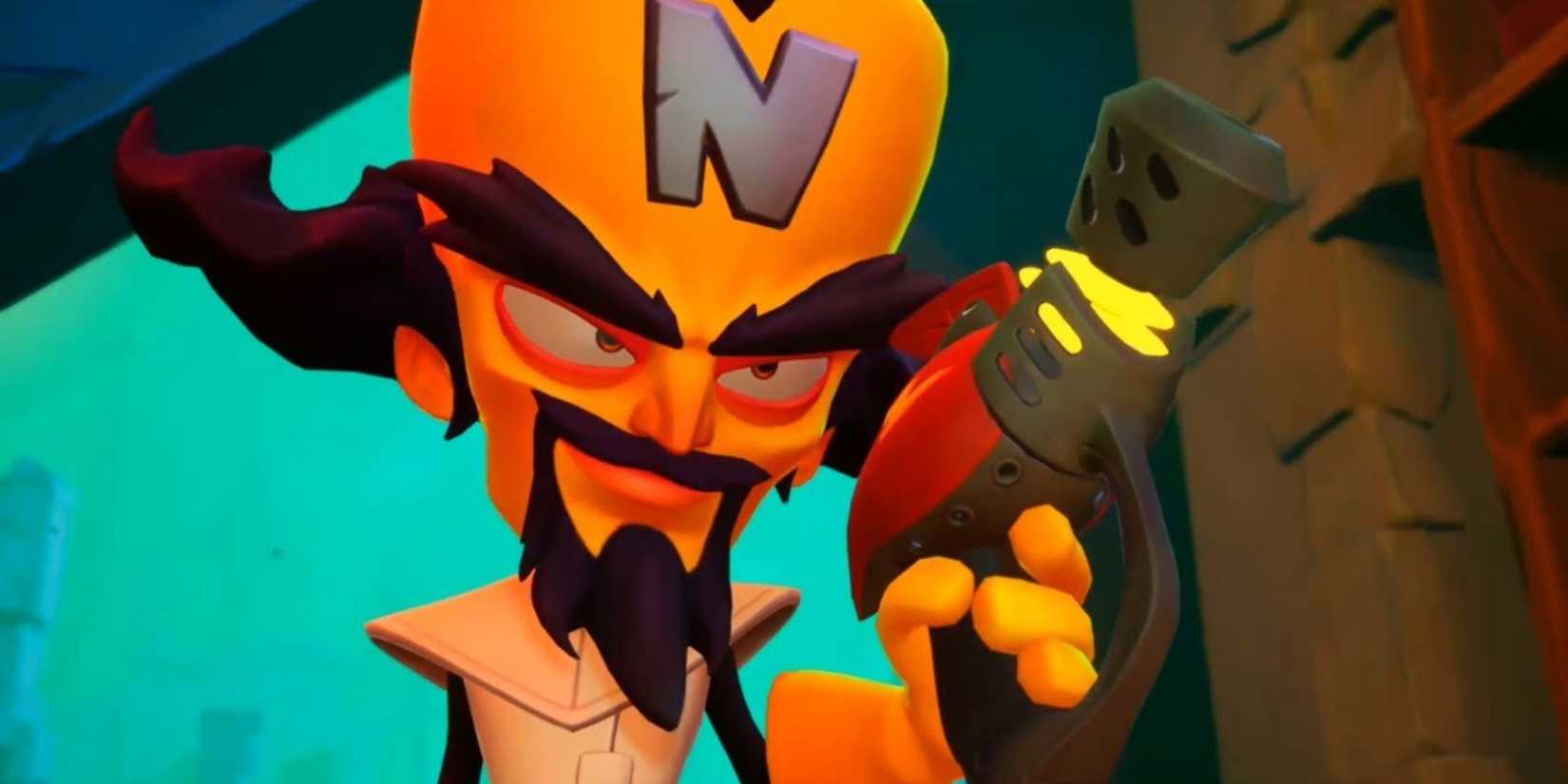 Neo Cortex Holding His Blaster While Making A Smug Face in Crash Bandicoot 4.