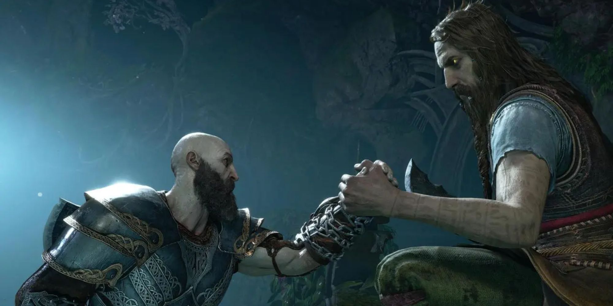 kratos and atreus shaking hands in god of war ragnarok