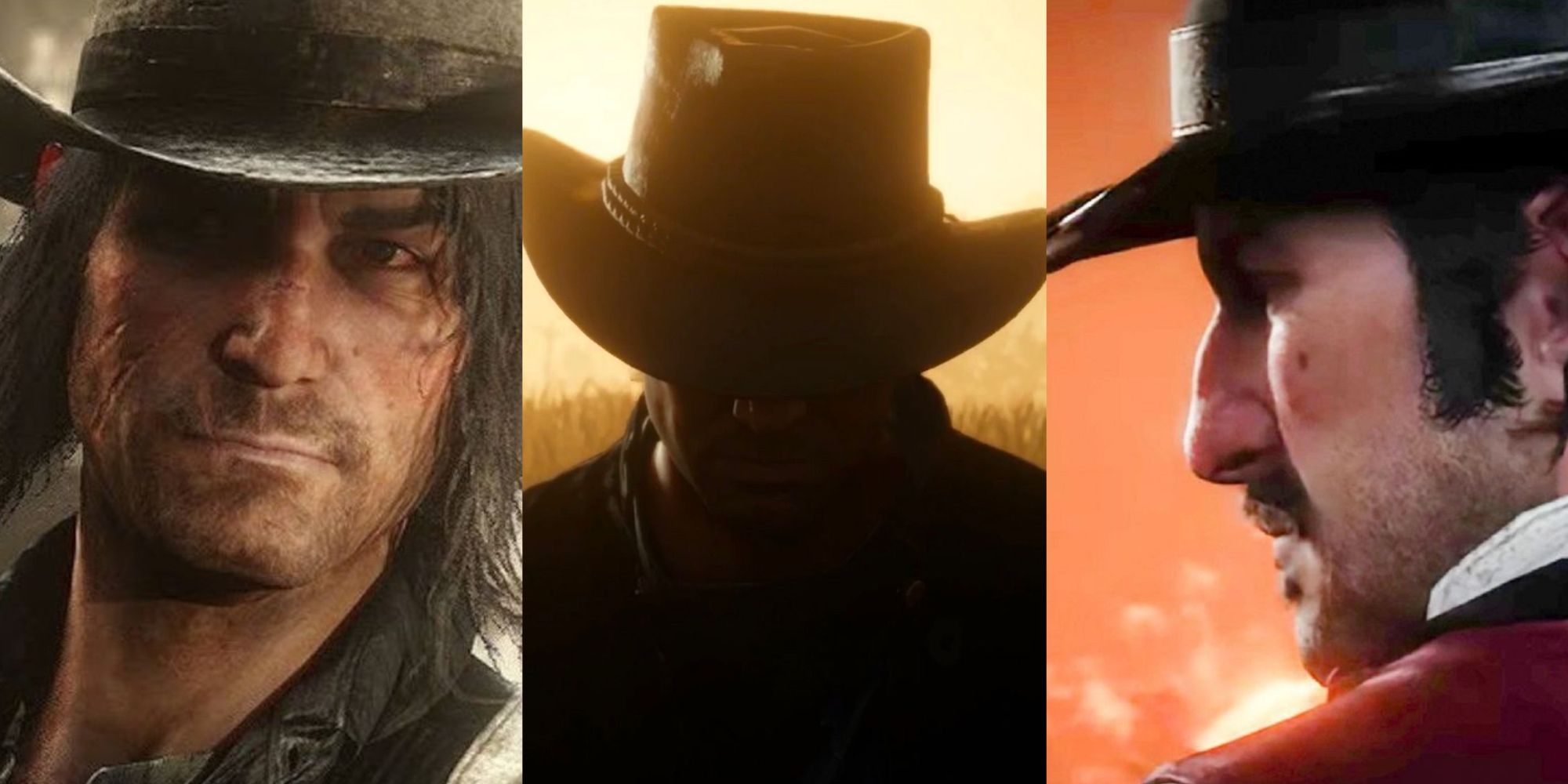 Split Image of John Marston, Arthur Morgan, And Dutch van der Linde