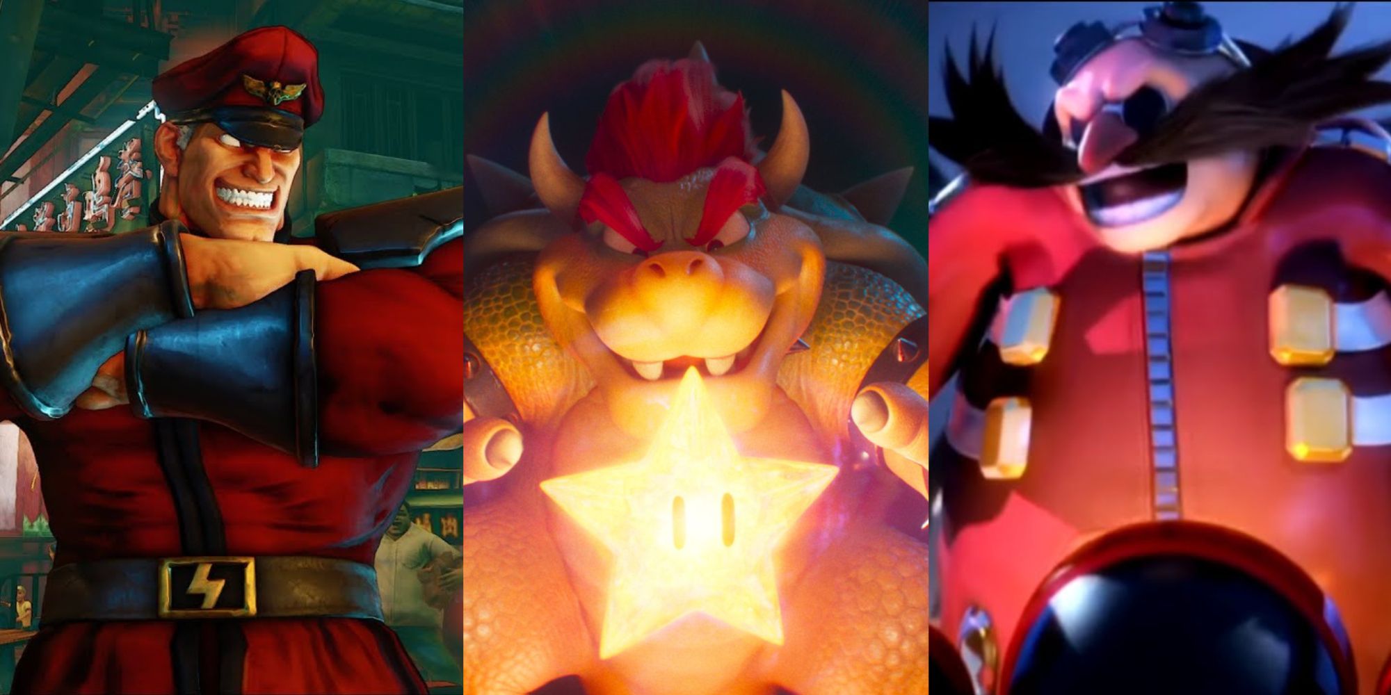 M. Bison Grinning, Bowser With A Star, Eggman Laughing