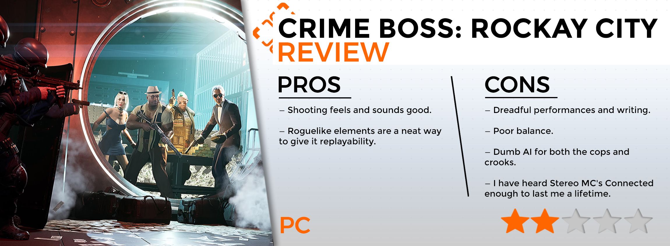 Crime Boss Rockay City Review - summary - 2 star review