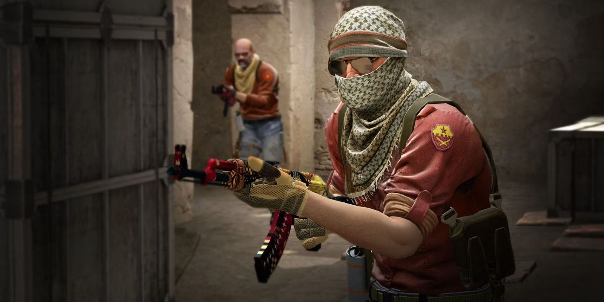 A character in CS:GO holding a gun.