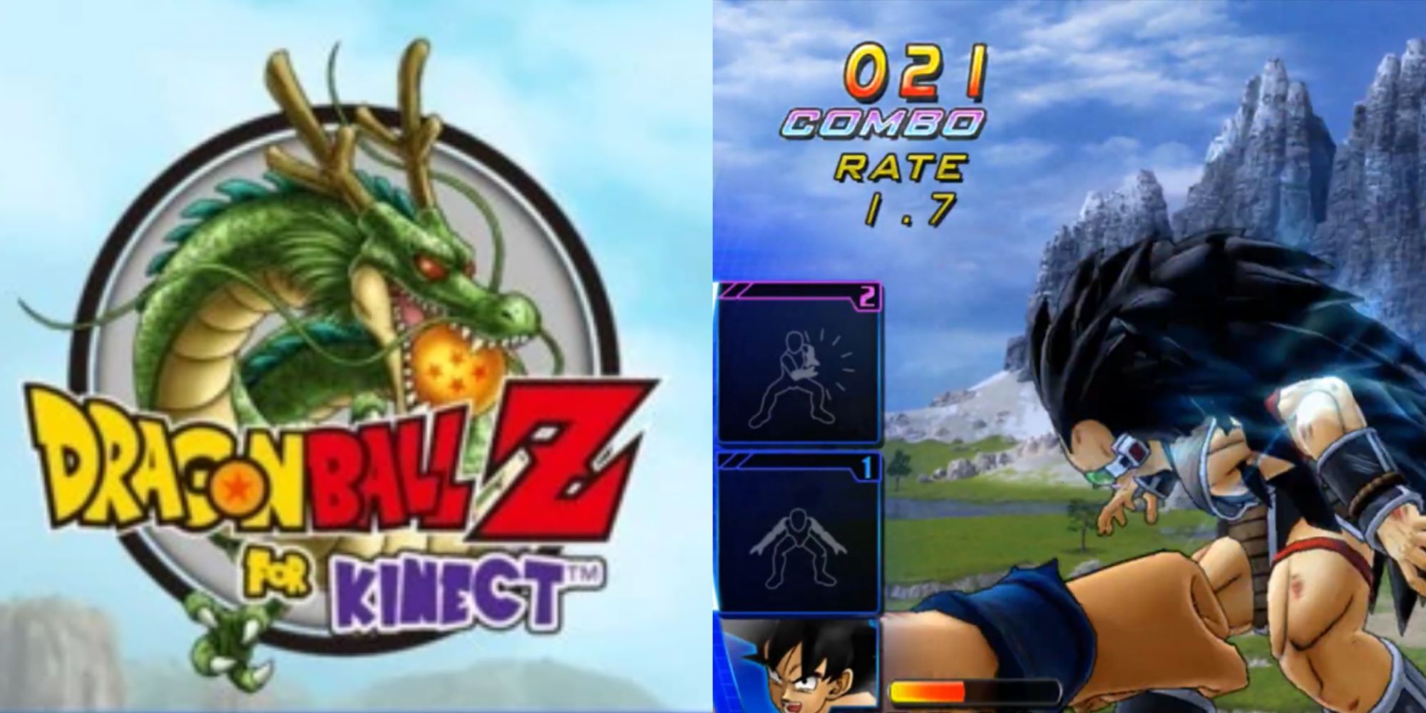 dbz for kinect cover with shenron and goku fighting raditz gameplay