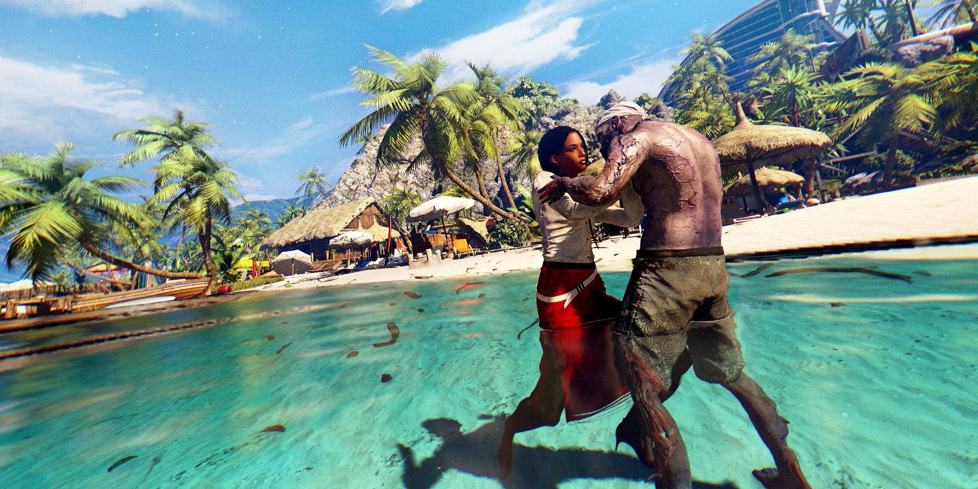 Dead Island Zombie Attacks Woman In Shallow Waters