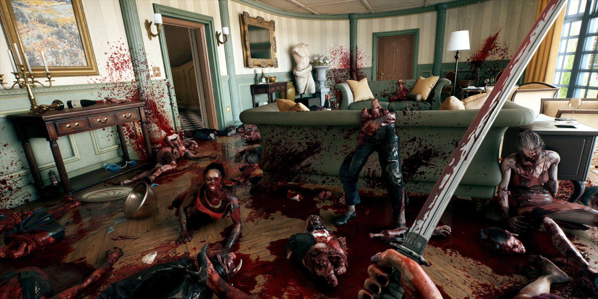 A room full of cut-up bodies in Dead Island 2.