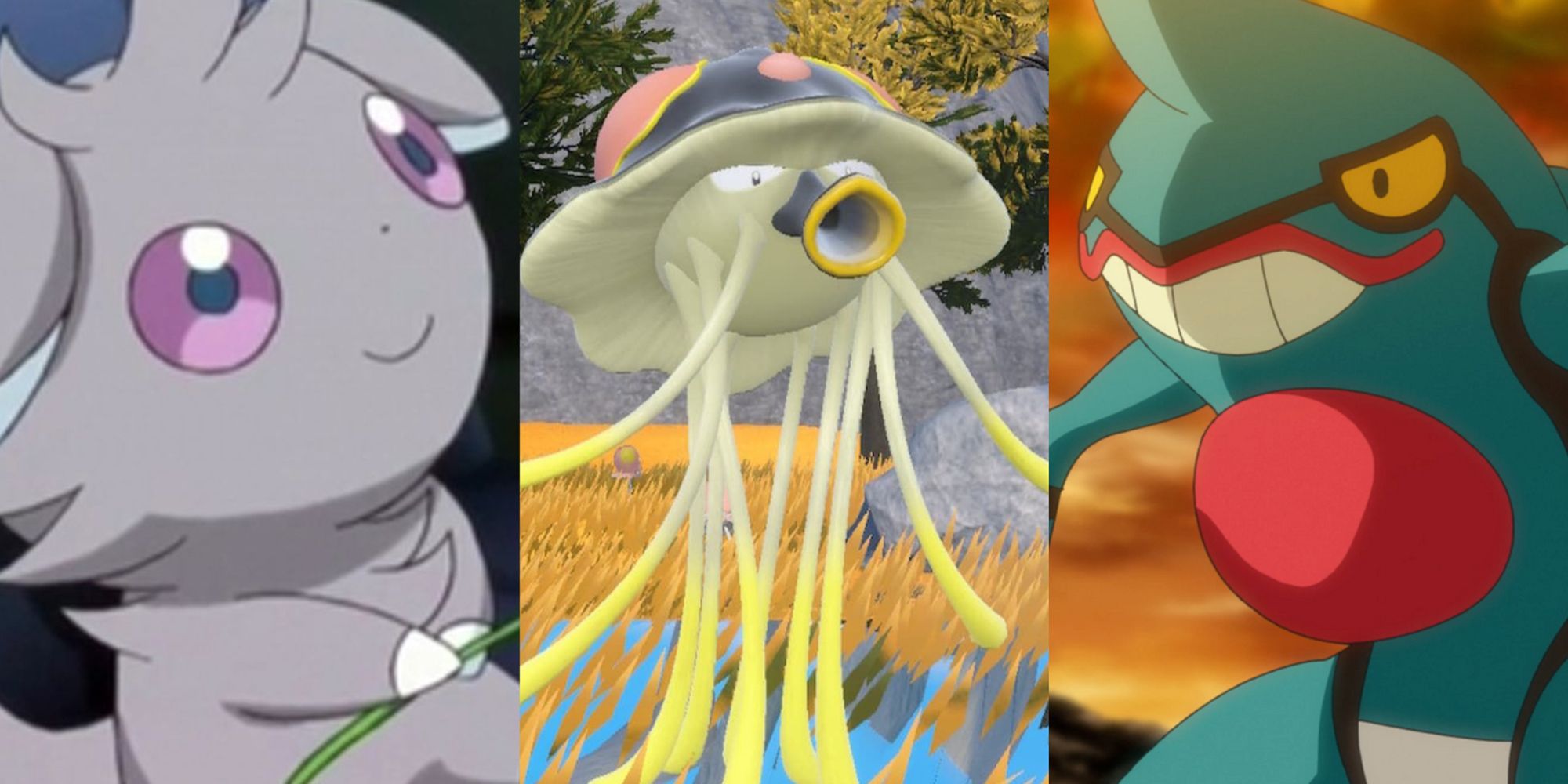Espurr, Toedscruel, and Toxicruel from Pokemon