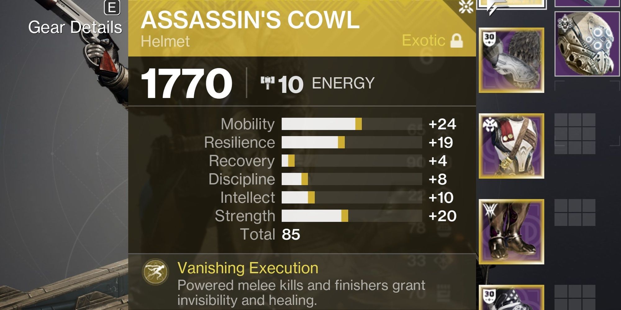 Destiny 2 Assassin's Cowl Stat Showcase