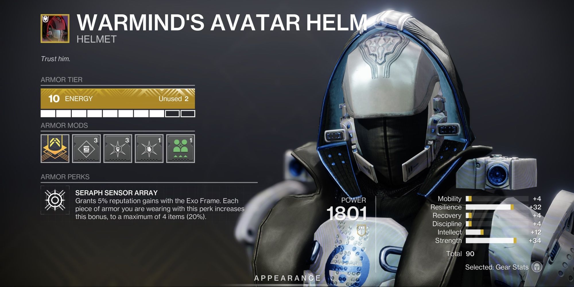Destiny 2 Titan Helmet High-Stat Armor Example
