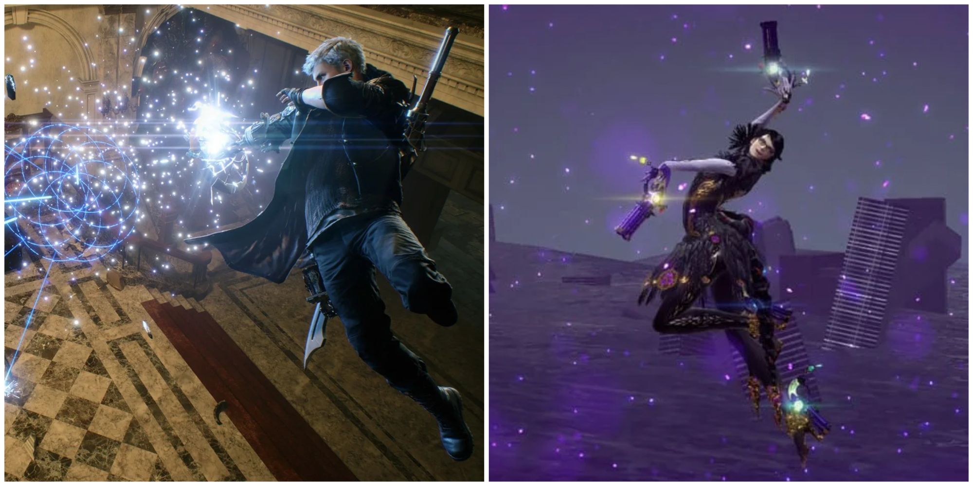 Devil May Cry 5 Nero in the air and Bayonetta in the air