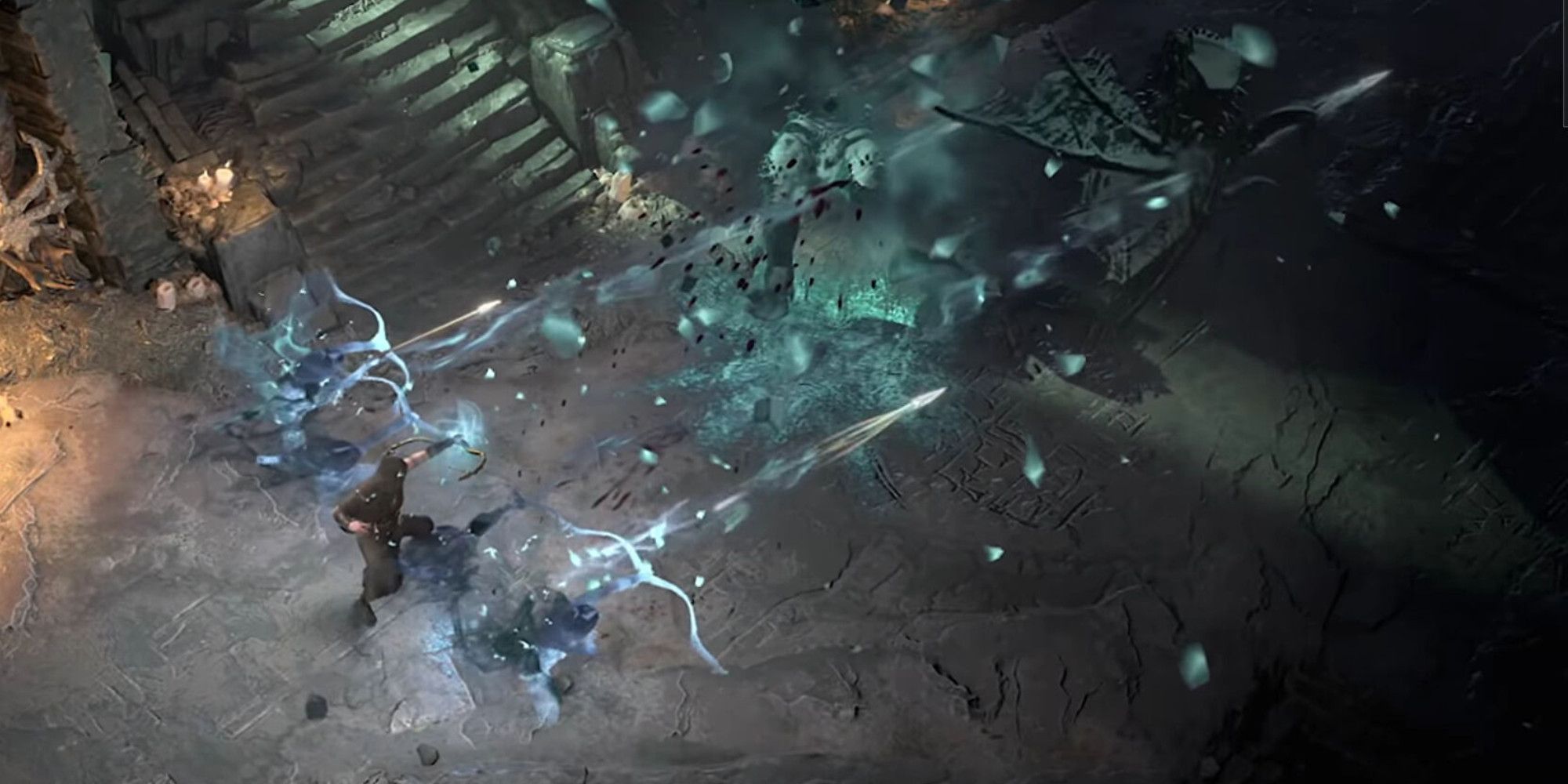 Diablo 4 archer attacking a monster in a dungeon 