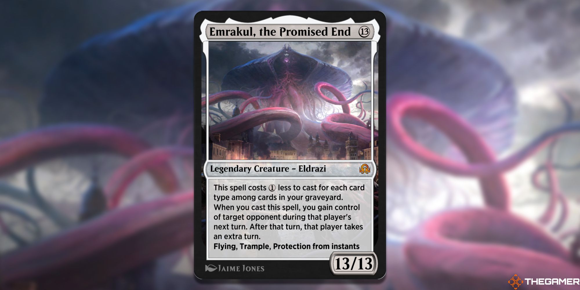 Image of the Emrakul the Promised End card in Magic: The Gathering, with art by Jamie Jones