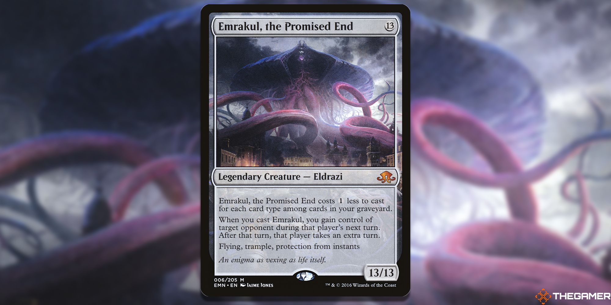 Image of the Emrakul, The Promised End card in Magic: The Gathering, with art by Jaime Jones