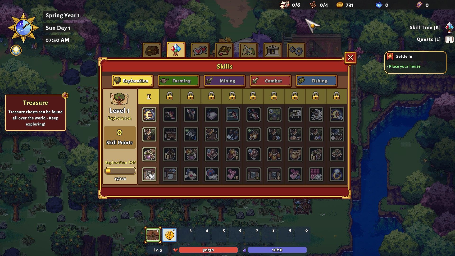 All the skills available through the Exploration Skill Tree in Sun Haven.