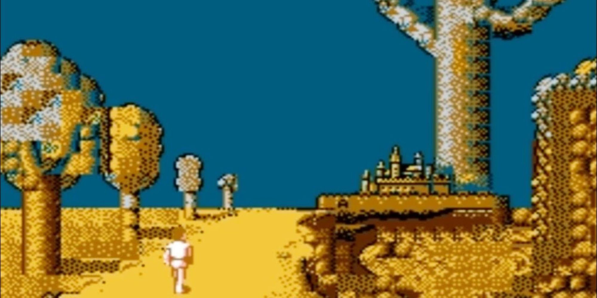 The protagonist walks toward the World Tree