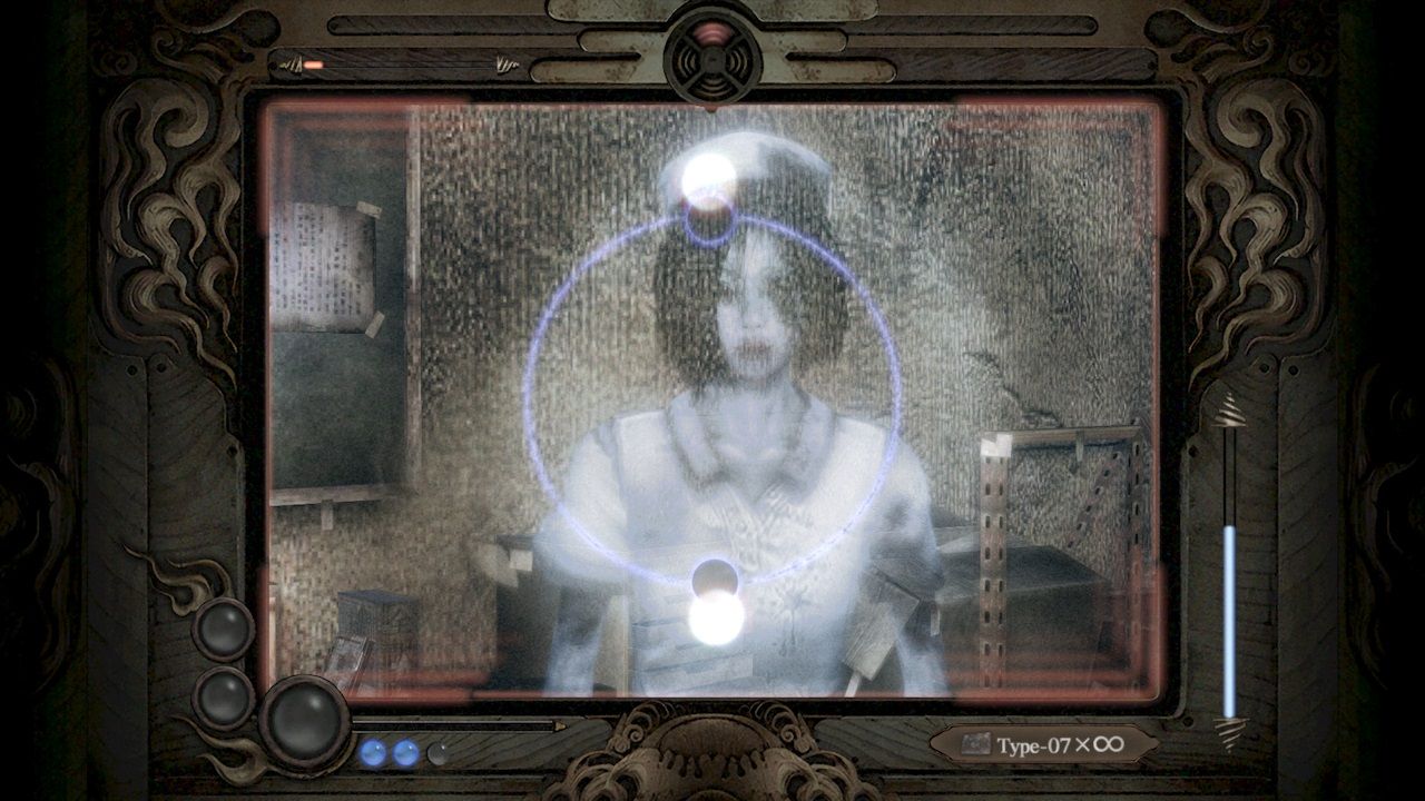 fighting a nurse ghost with the camera in Fatal Frame Mask of the Lunar Eclipse
