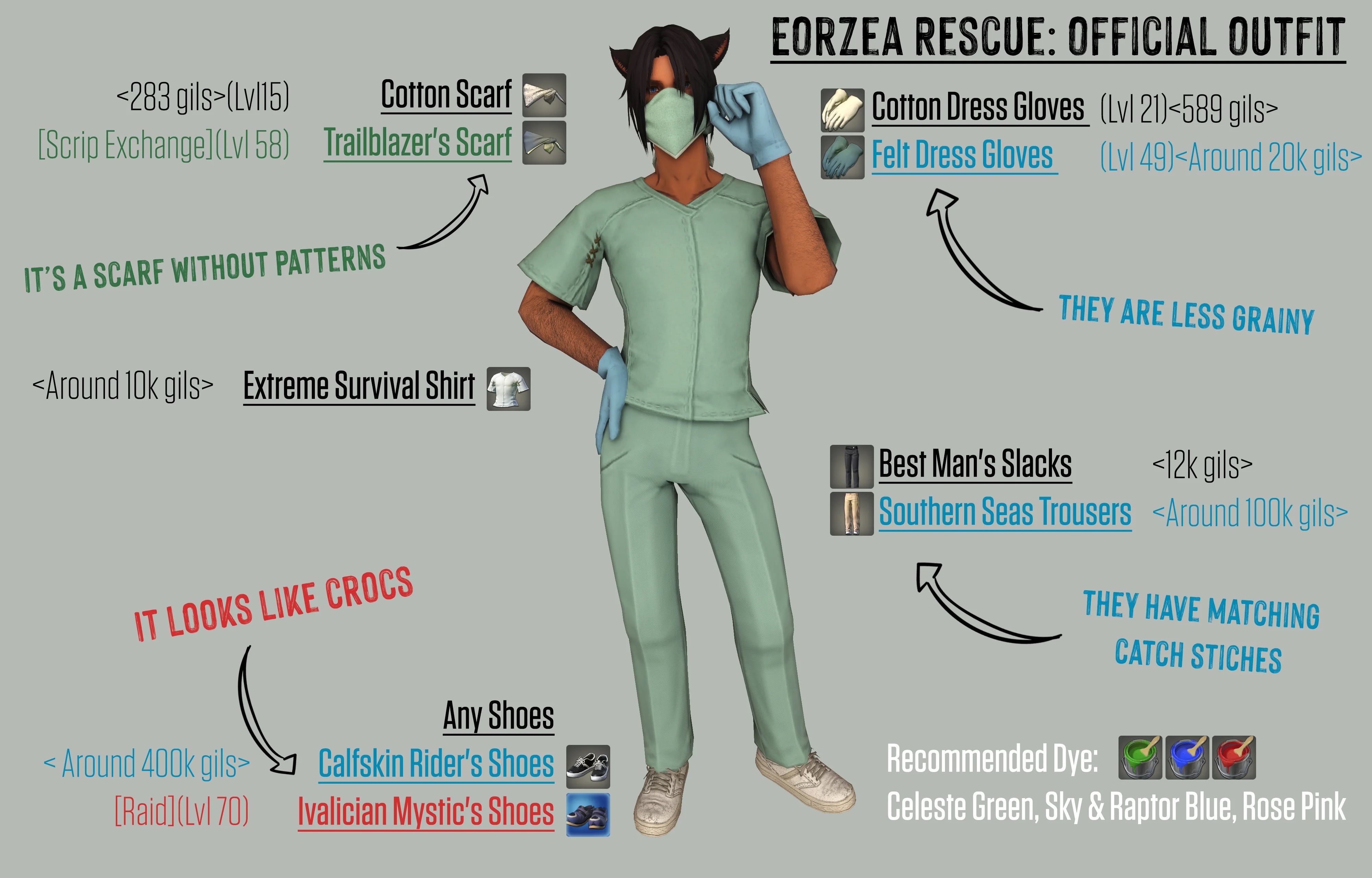 Final Fantasy glamour breakdown of the doctor scrubs by Rey Ornitier