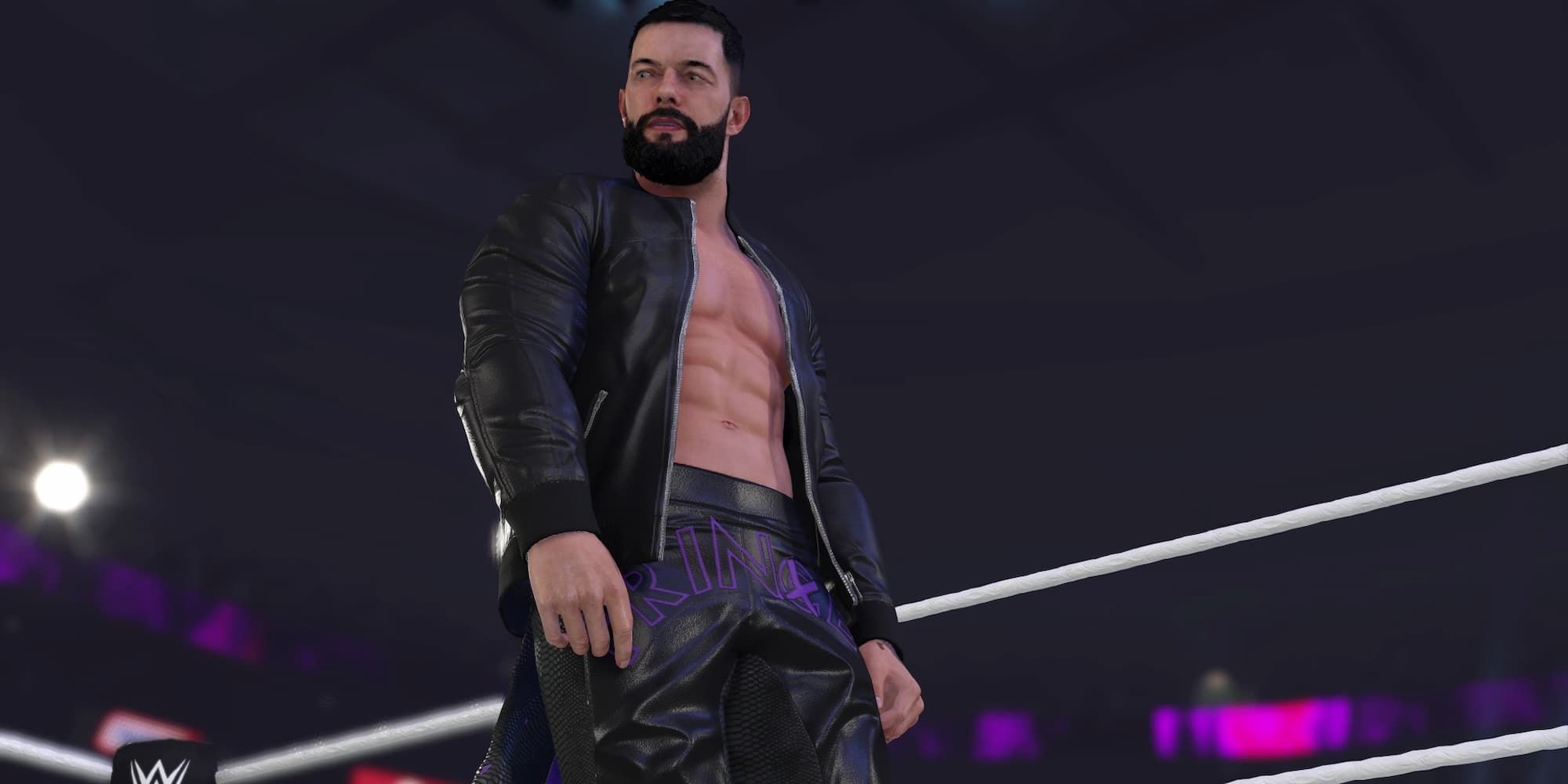 Finn Balor stands in the ring and awaits his opponent in WWE 2K23.