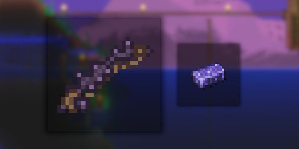 The Fisher Of Souls and Demonite Bar from Terraria