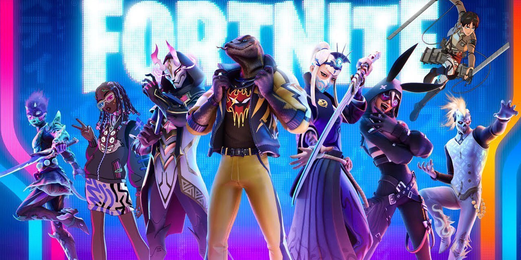 Fortnite Season 2 cover art showing all the new skins standing together