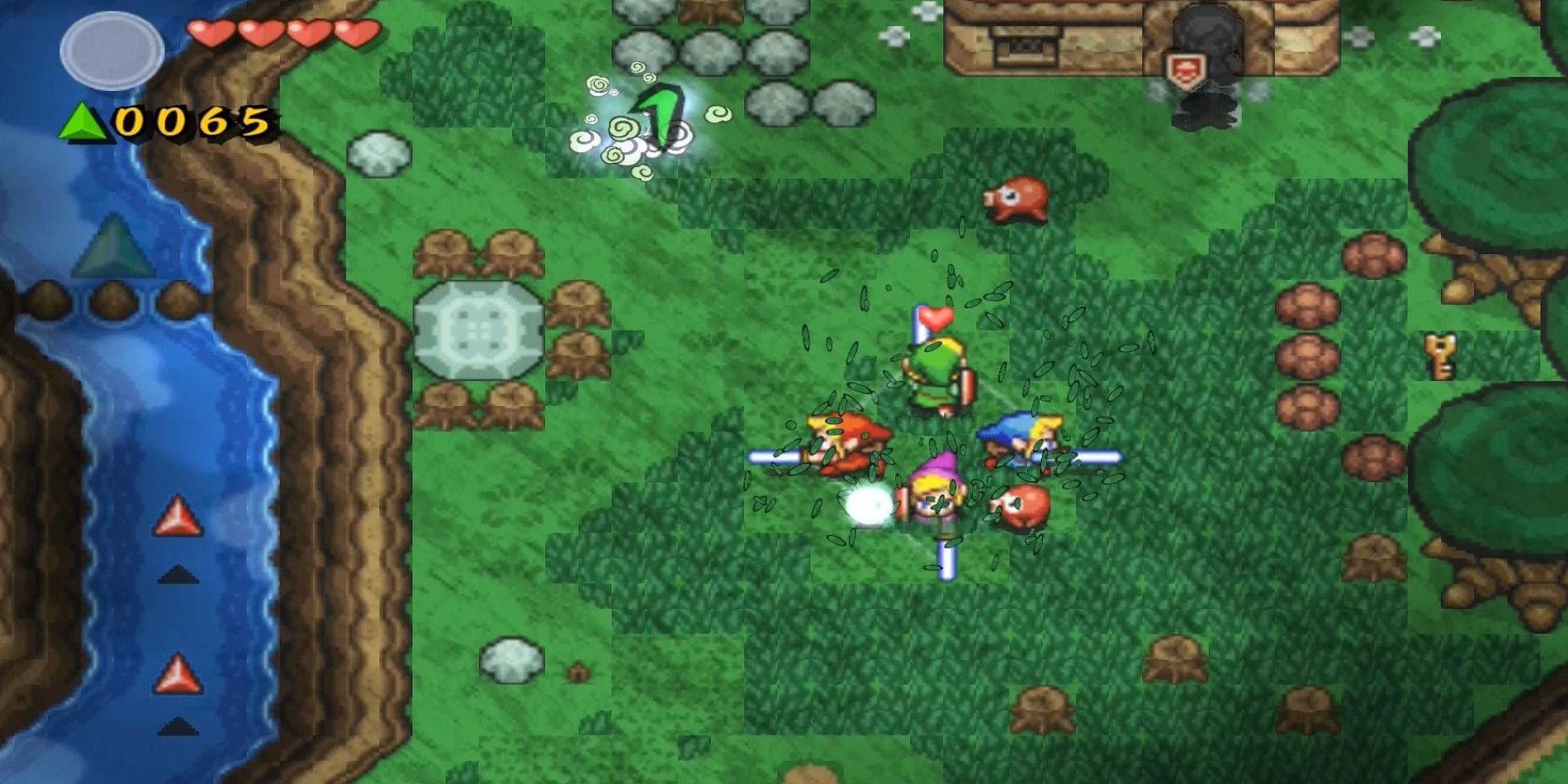 Four Links teaming up in The Legend Of Zelda: Four Swords Adventures