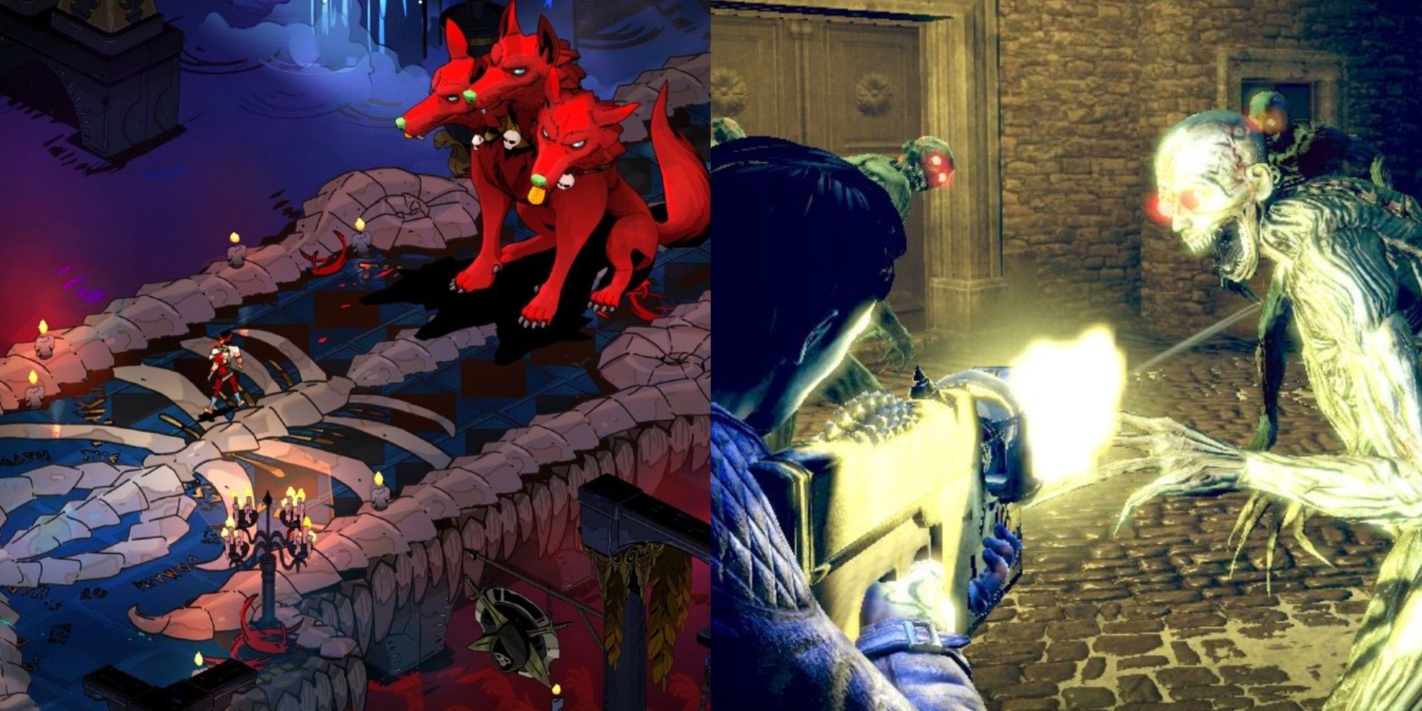 Games Set In Hell Featured Split Image Of Hades And Shadows Of The Damned