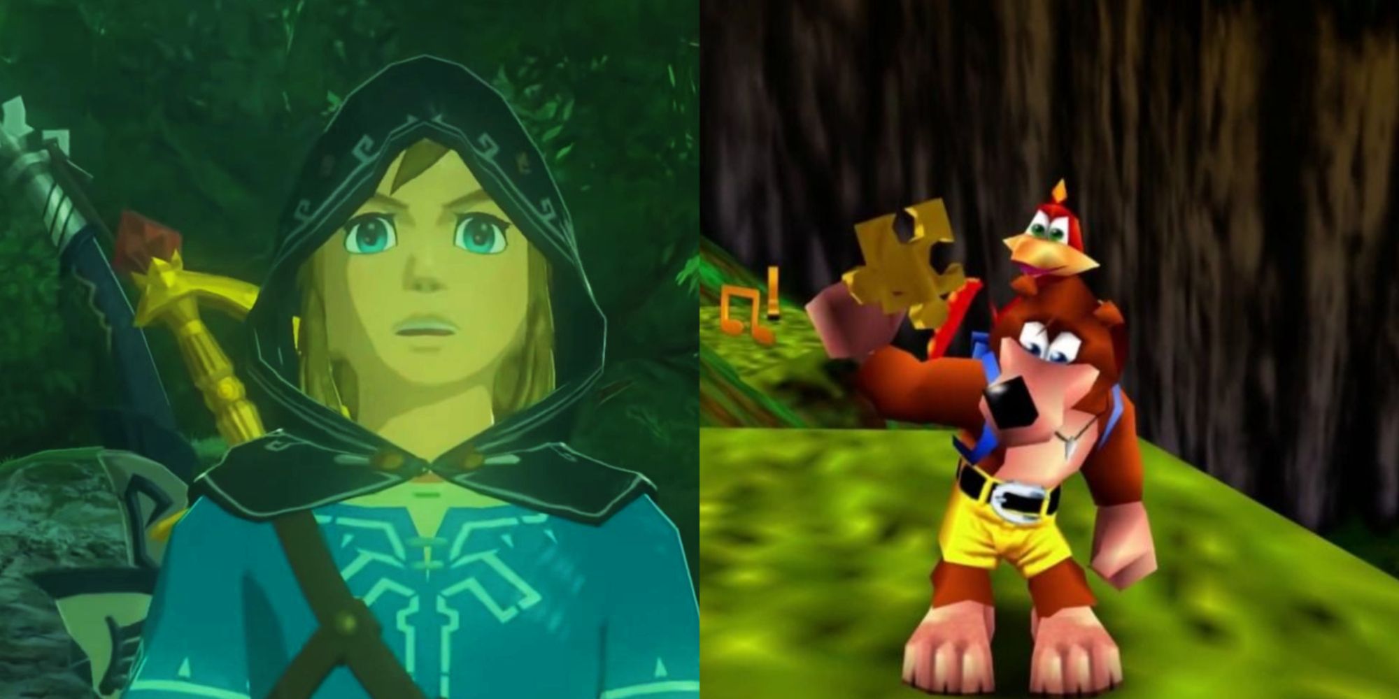 Games With The Most Collectibles Featured Split Image Of Link And Banjo Kazooie