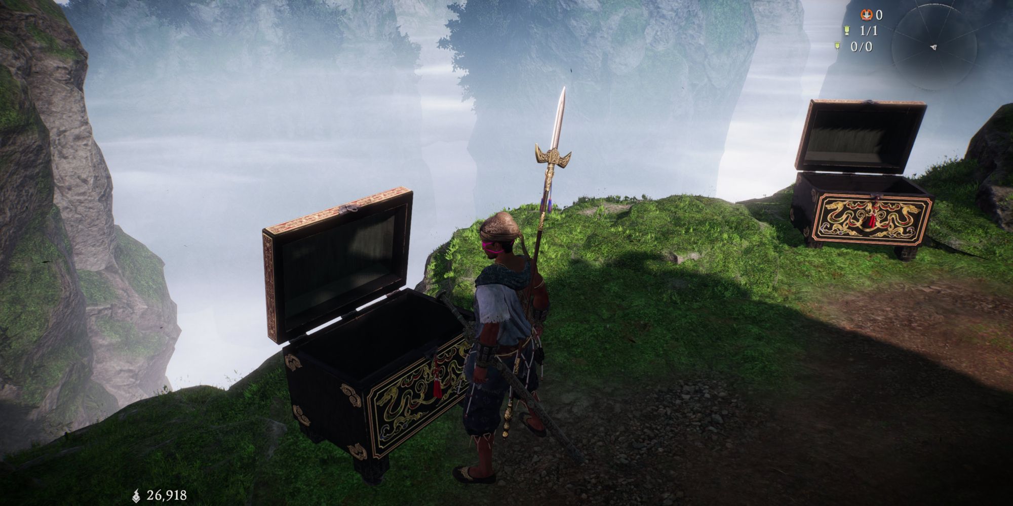 Player standing over an opened chest in Wo Long