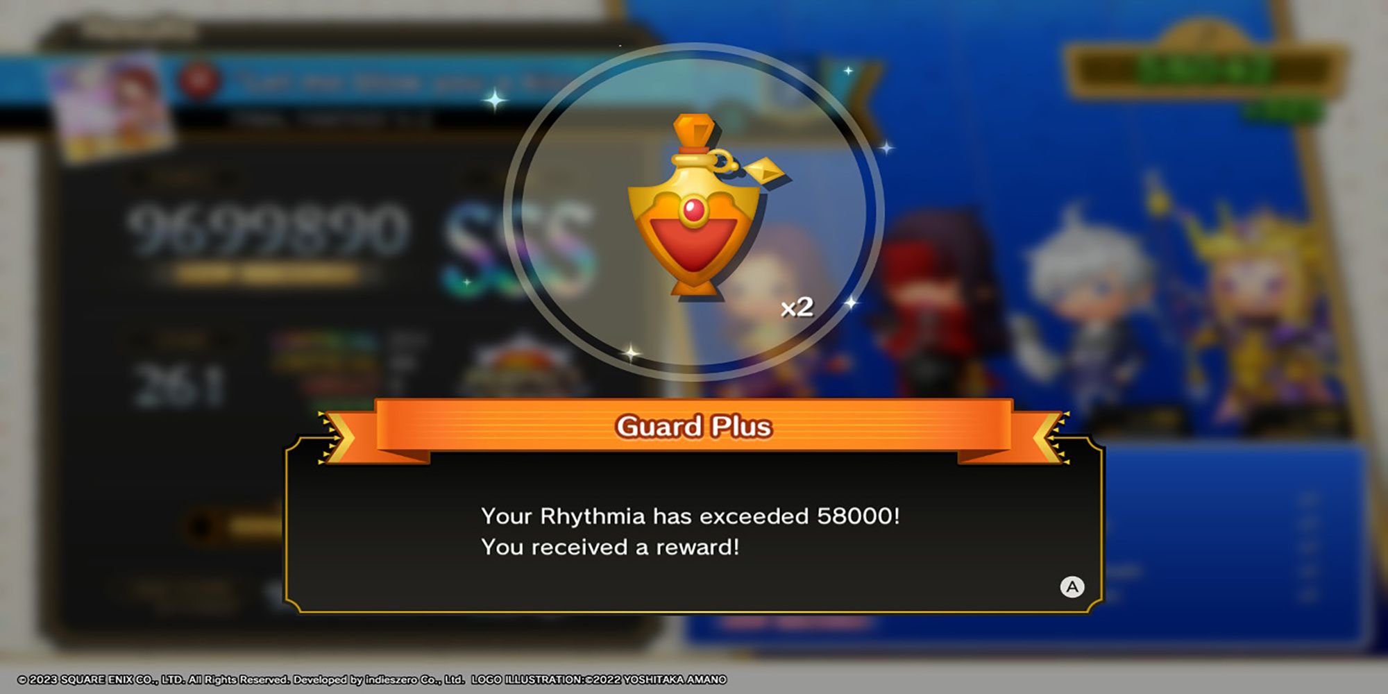 A bronzed vial containing the Guard Plus power-up from Theatrhythm: Final Bar Line.