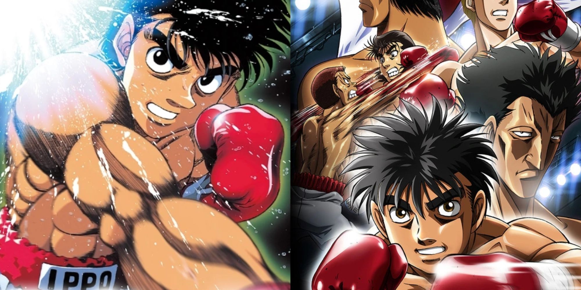 Main images of the anime Hajime no Ippo with Ippo and other boxers