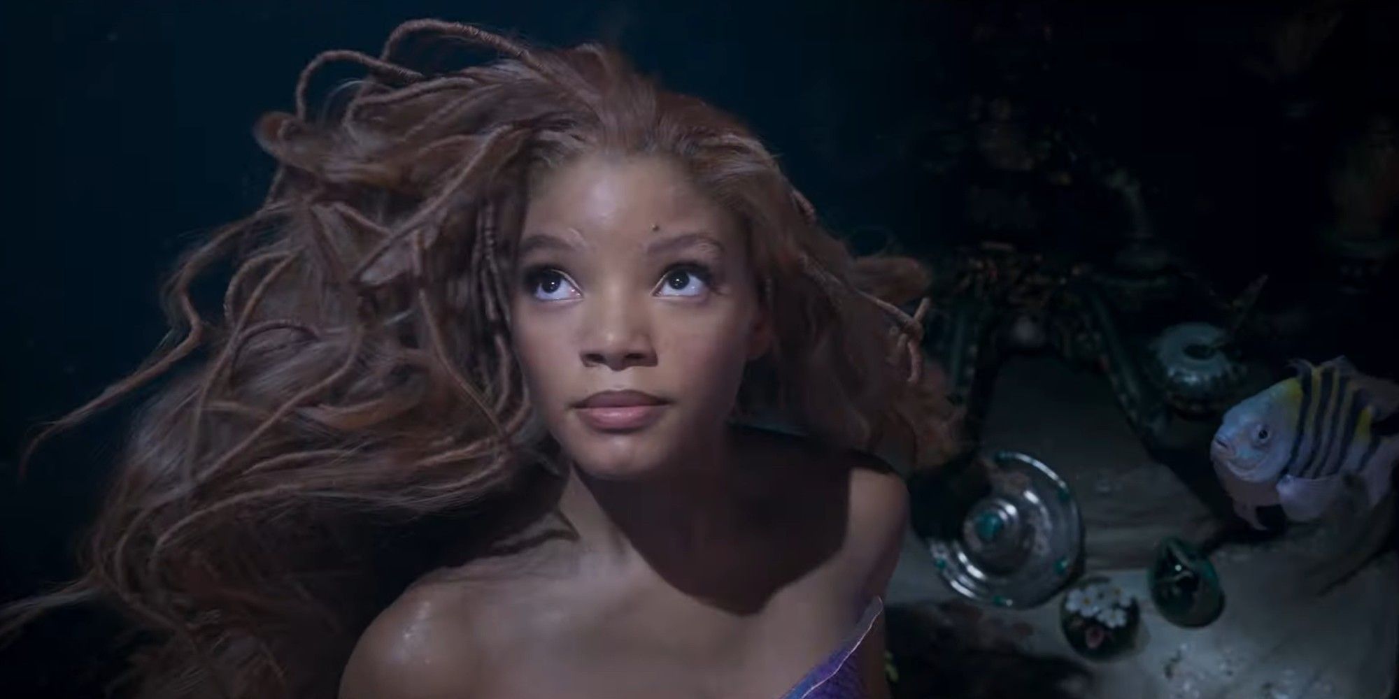 Halle Bailey as Ariel in the trailer for The Little Mermaid that debuted at the 2023 Oscars