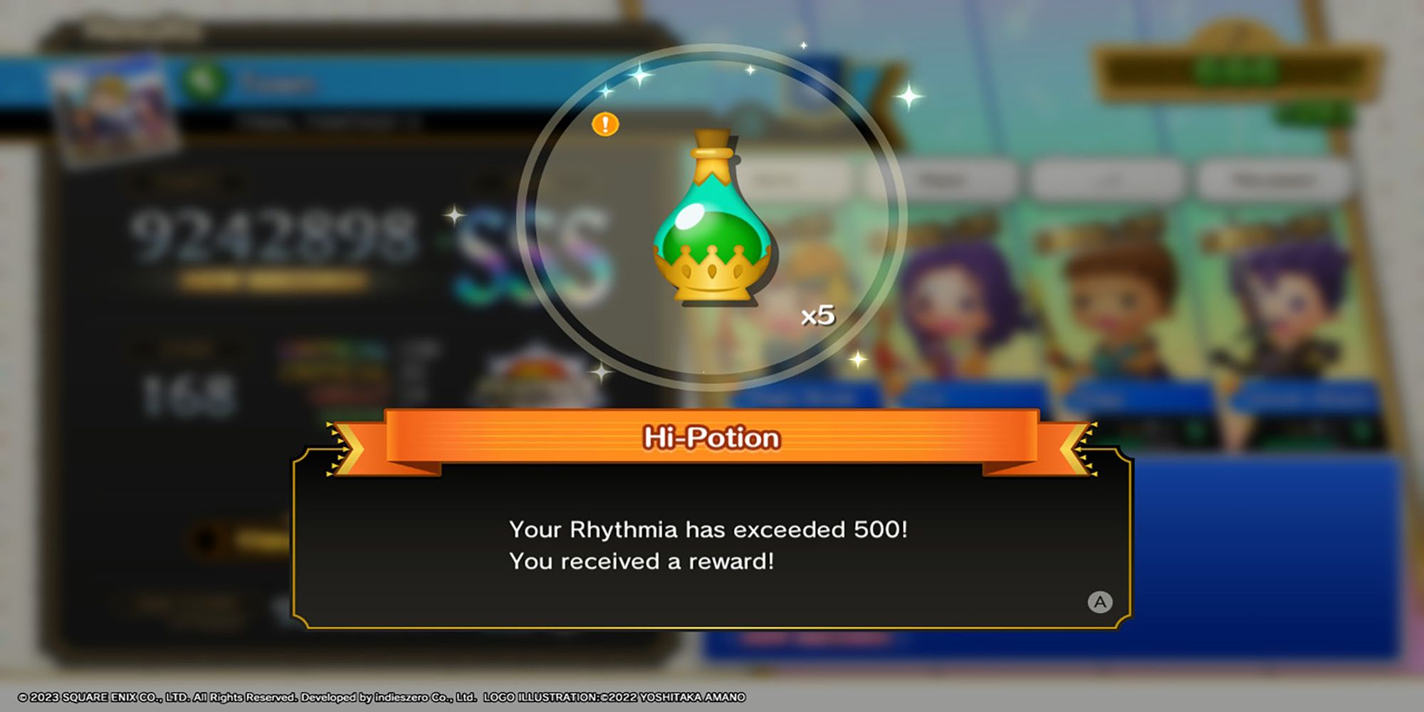 A green and gold vial of Hi-Potion from Theatrhythm: Final Bar Line.