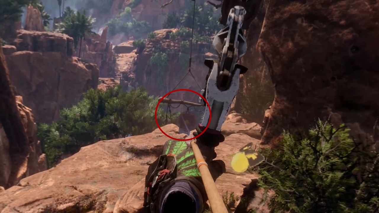 The sixth Pilgrim's Trail warning beacon location in Horizon Call Of The Mountain.