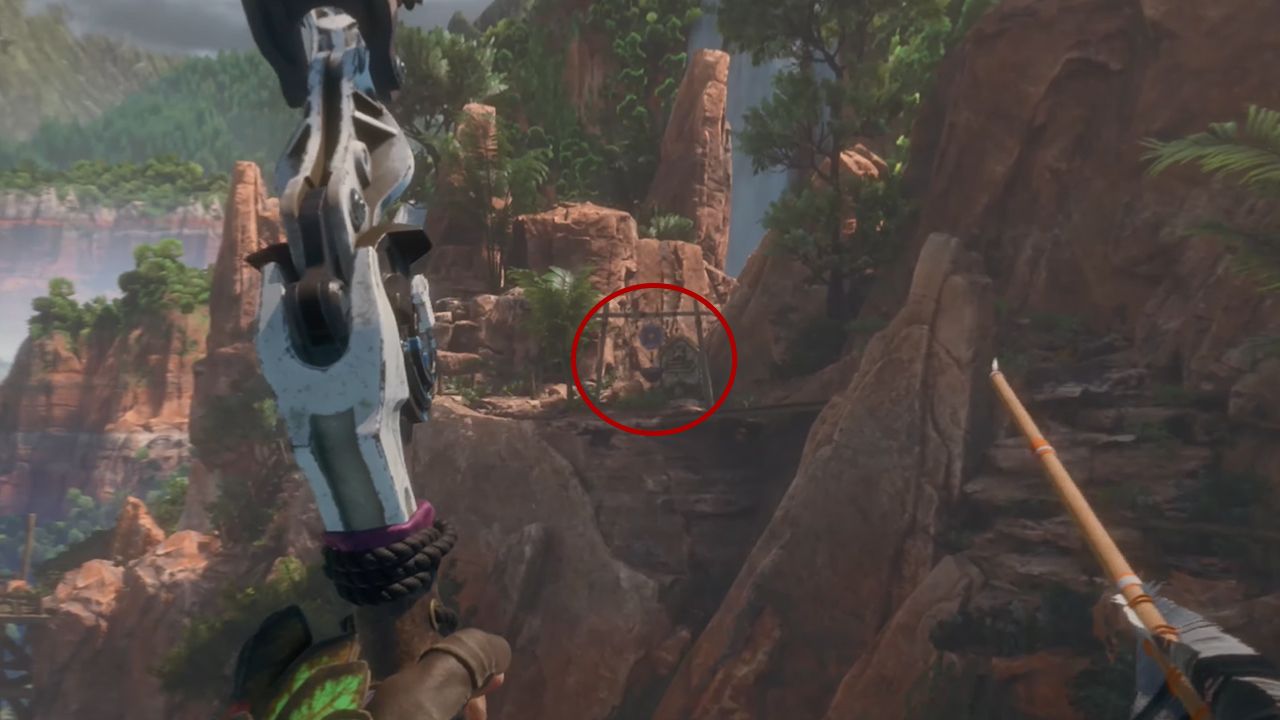 The ninth Pilgrim's Trail warning beacon location in Horizon Call Of The Mountain.