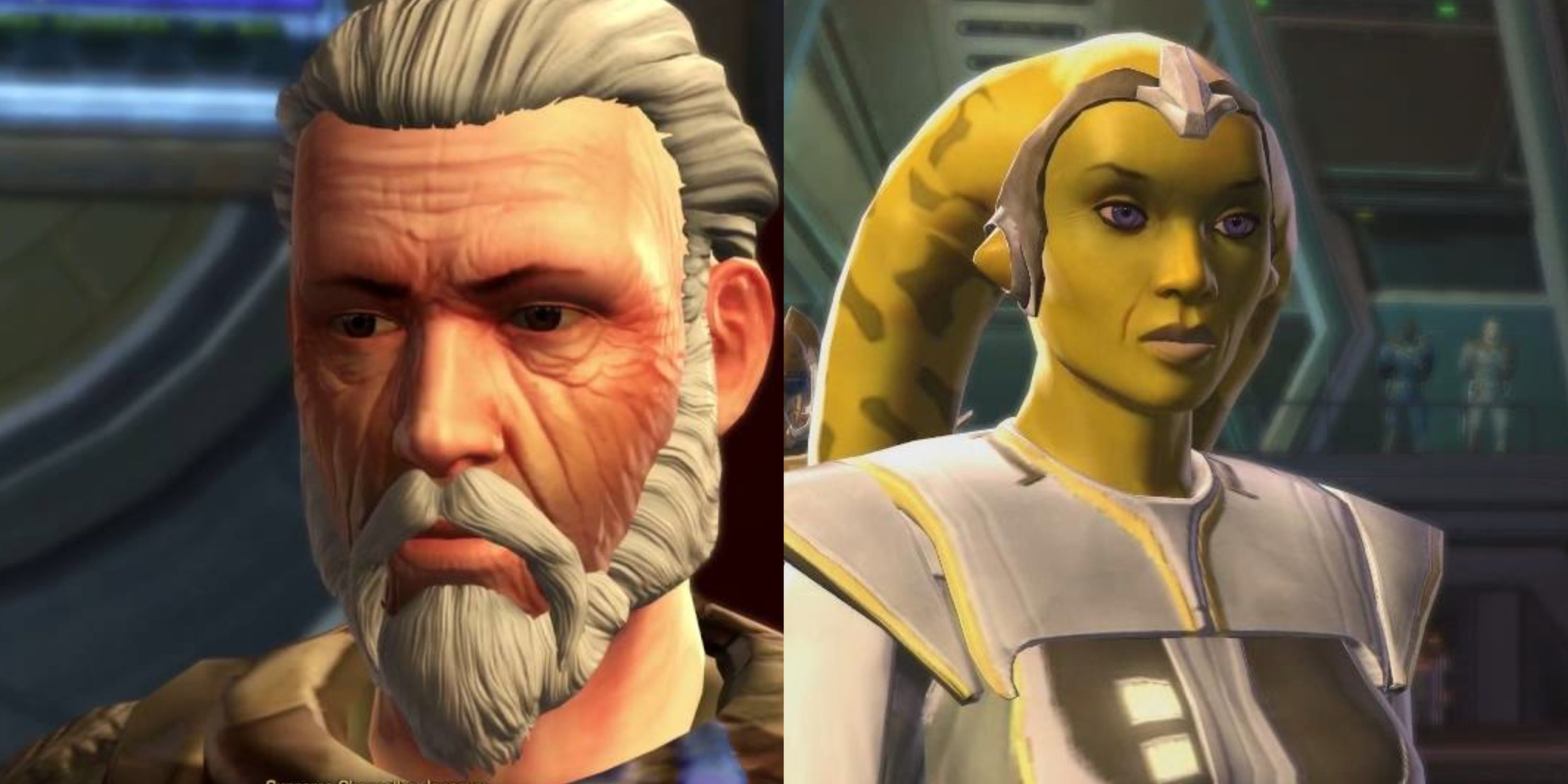 Janarus and Saresh, the former and current Supreme Chancellors in Star Wars: The Old Republic