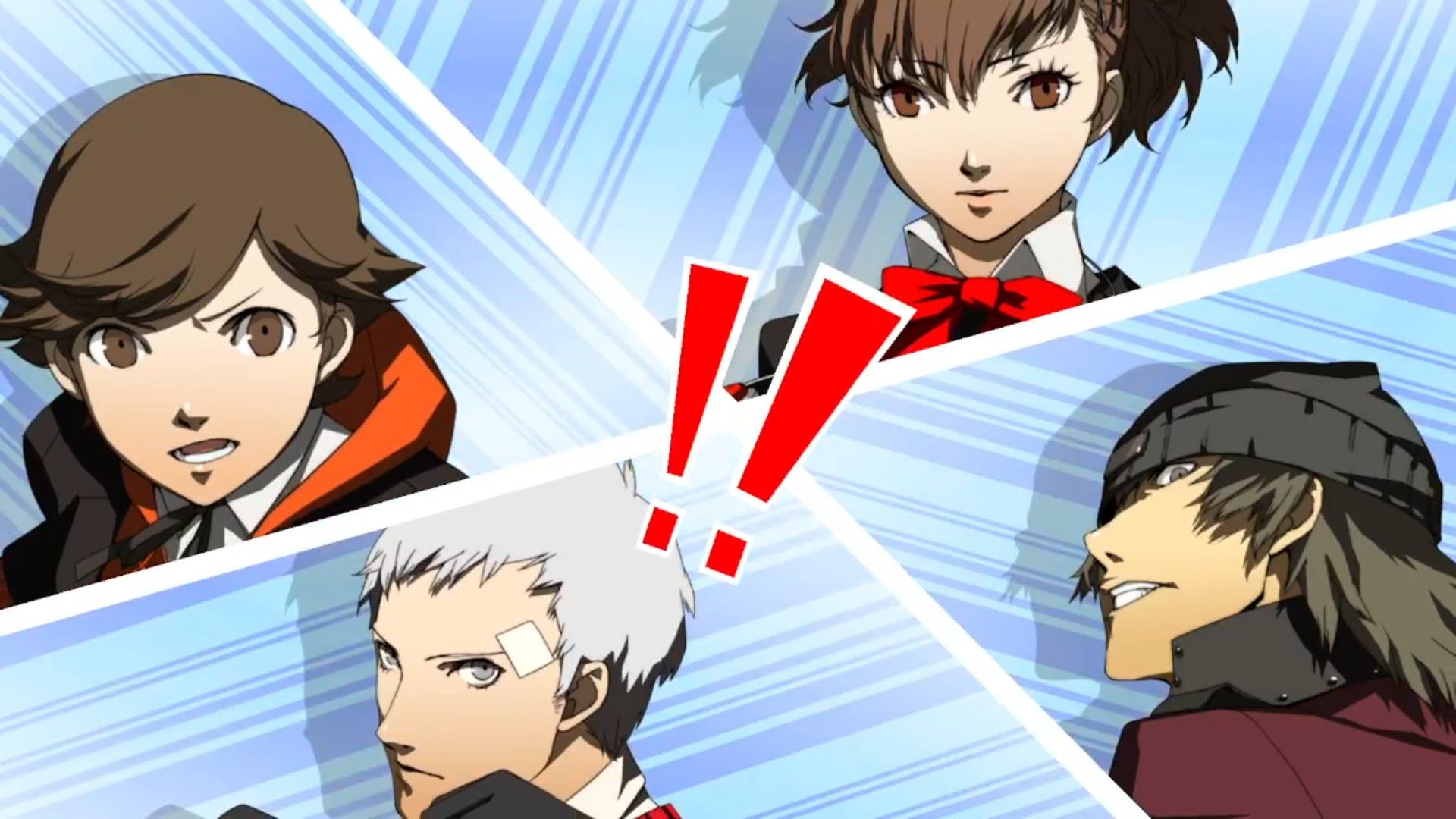 кен. Акихико, Синдзиро и главная героиня на тотальном экране атаки из Persona 3 Portable