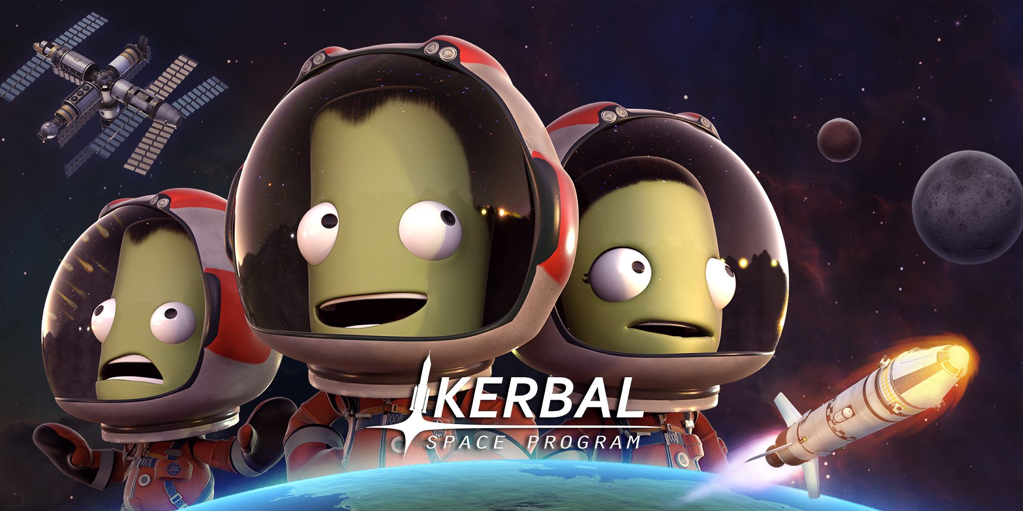 Kerbals In Space Look Out In Wonder With Equipment Floating 